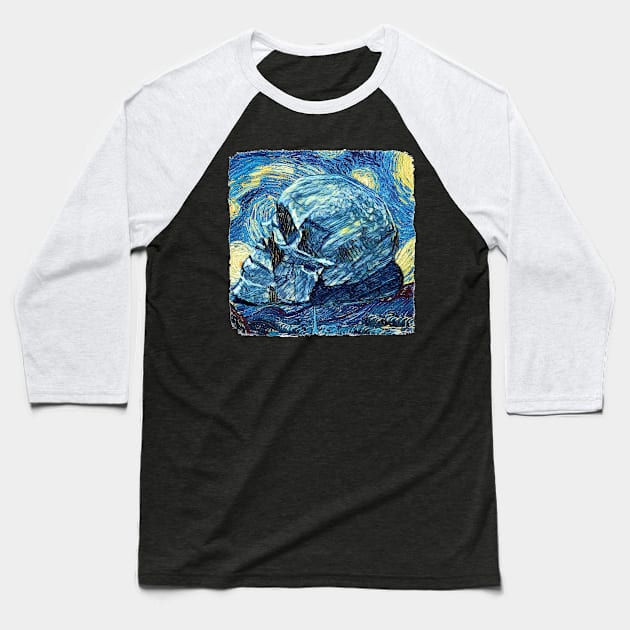 Skull Van Gogh Style Baseball T-Shirt by todos